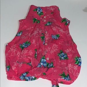 Neon floral cropped blouse